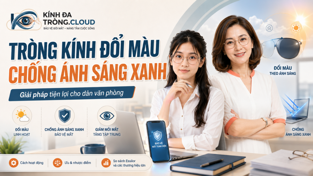 Review tròng kính đổi màu chống ánh sáng xanh cực xịn