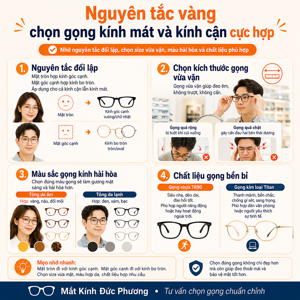 Nguyên tắc vàng chọn gọng kính mát và kính cận