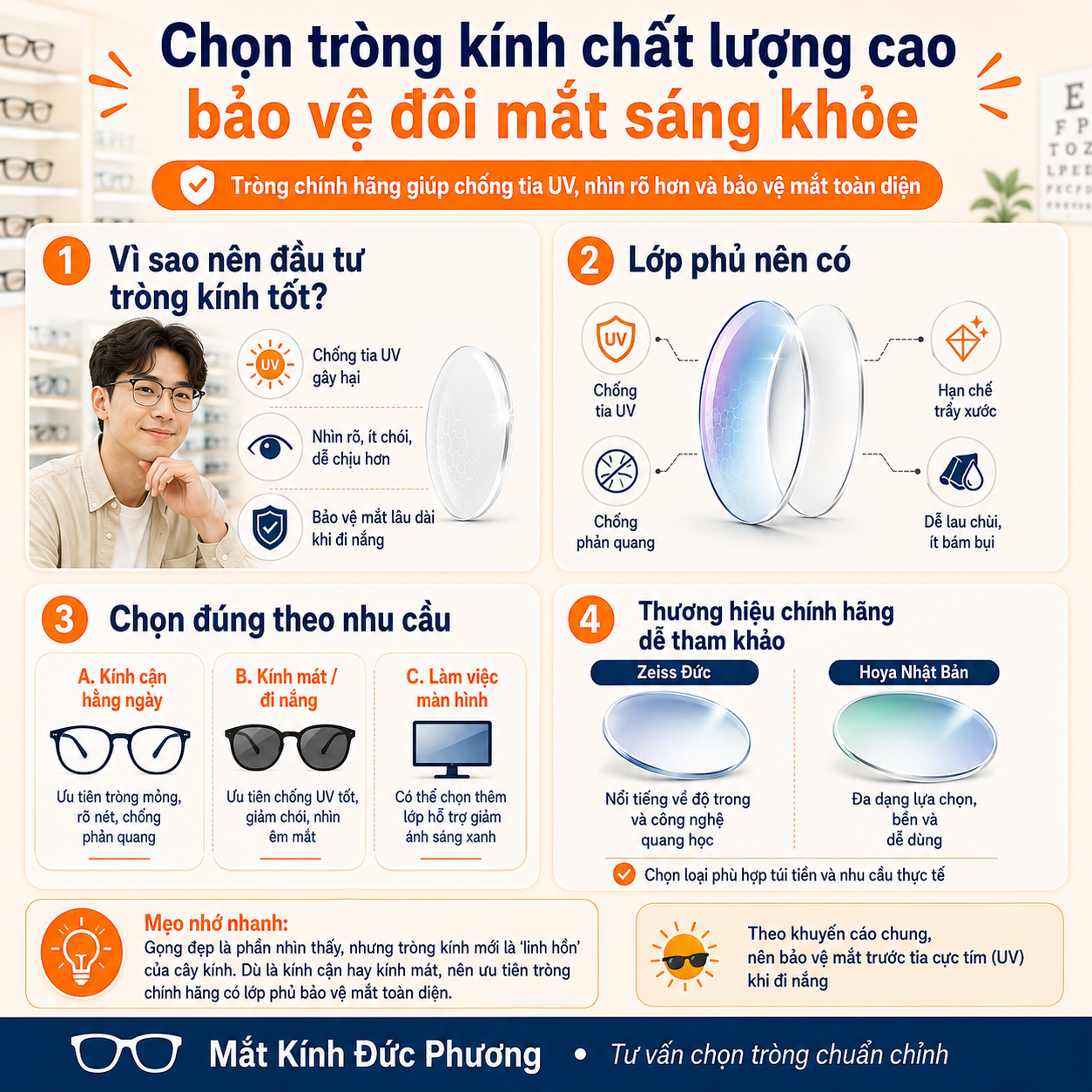 Chọn tròng kính chất lượng cao bảo vệ mắt