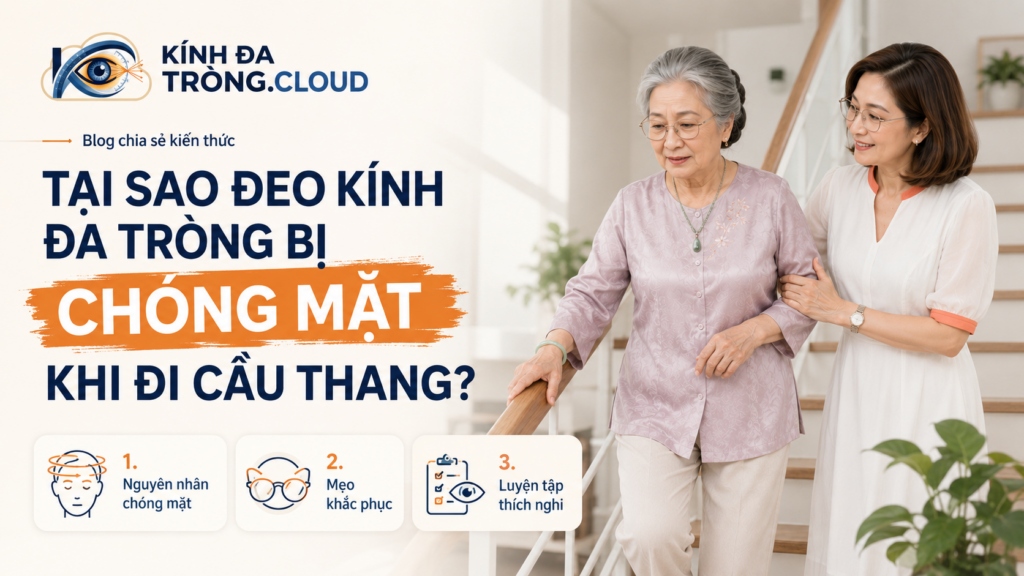Tại sao đeo kính đa tròng bị chóng mặt khi đi cầu thang và cách khắc phục