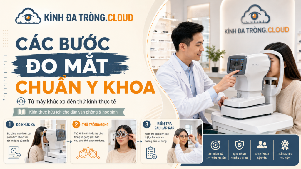 Các Bước Đo Mắt Chuẩn Y Khoa: Từ Máy Khúc Xạ Đến Gọng Kính Thử Thực Tế
