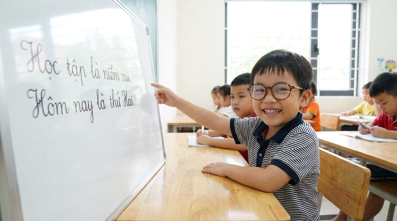 Trẻ đeo kính cận đúng số tự tin học tập